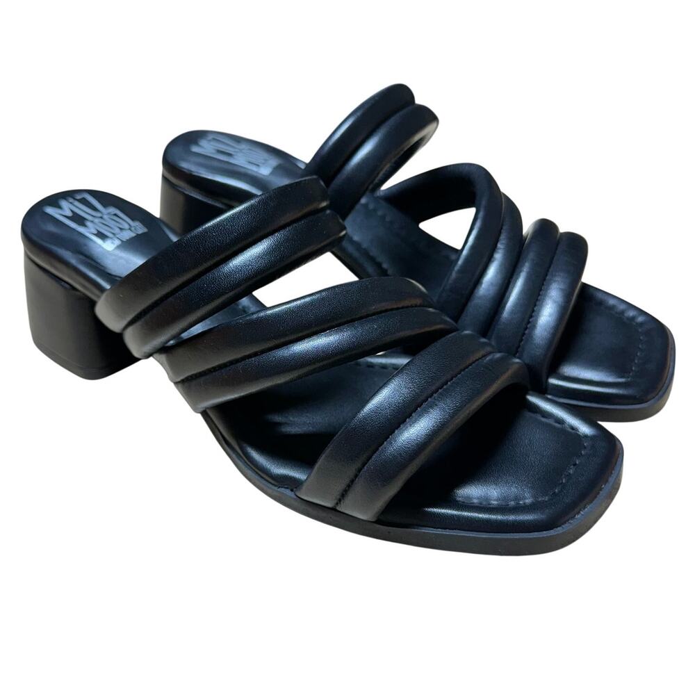 Miz Mooz Oceana Women's Black Leather Slip On Heeled Sandals Size 37 (US 6.5-7)